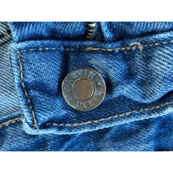 Calvin Klein Wide Leg Fray Bottom Jeans Size 8 100% Cotton Roll Up, High Rise - Picture 9 of 14